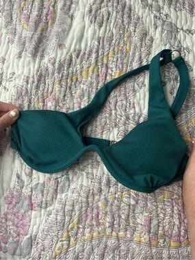 Teal Ribbed Underwire Bikini Top
